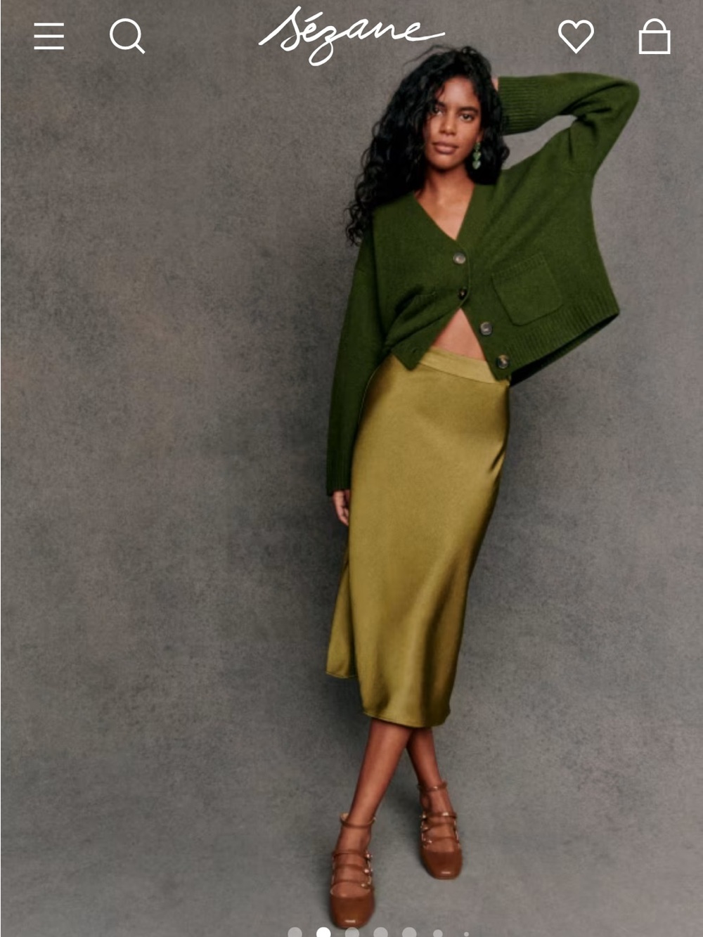 Sezane Jady Cardigan 100% Yak Wool Perfect Green XXL